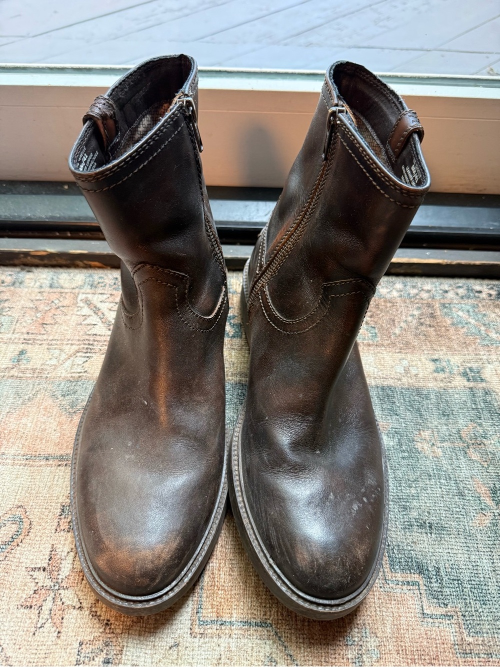 Brown Leather Riding Paddock Boots • Side Zip • Size 8M / 41